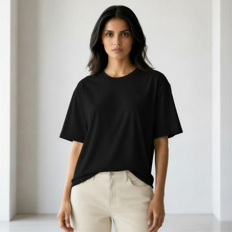 black crew women's tee