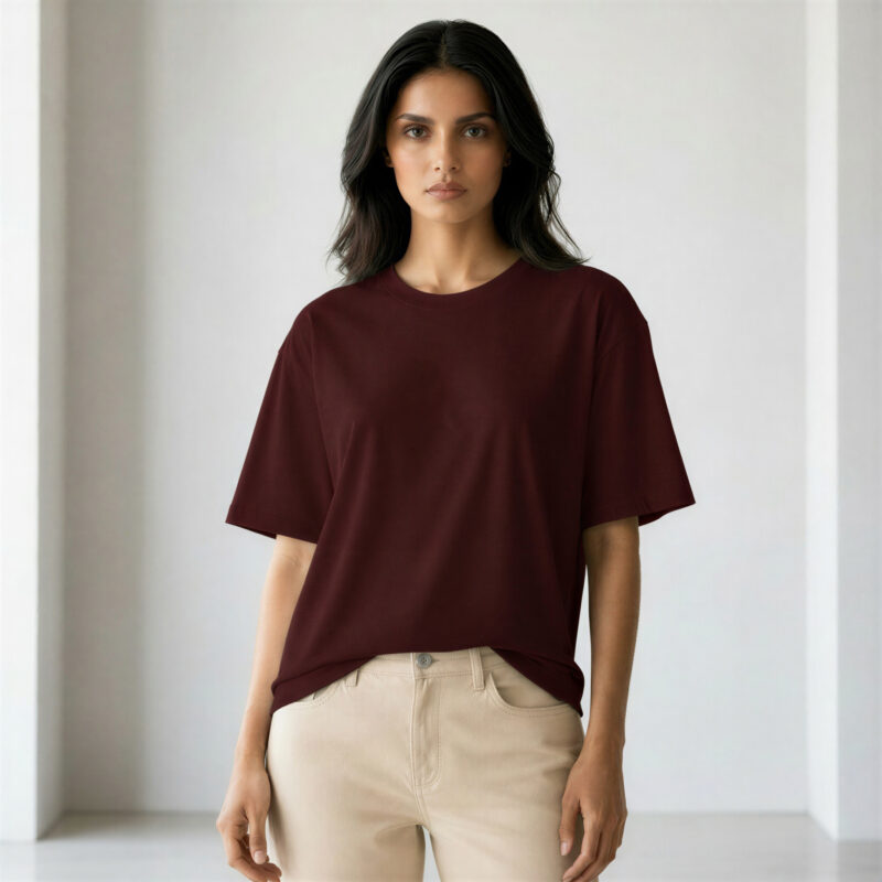 maroon crew women's tee