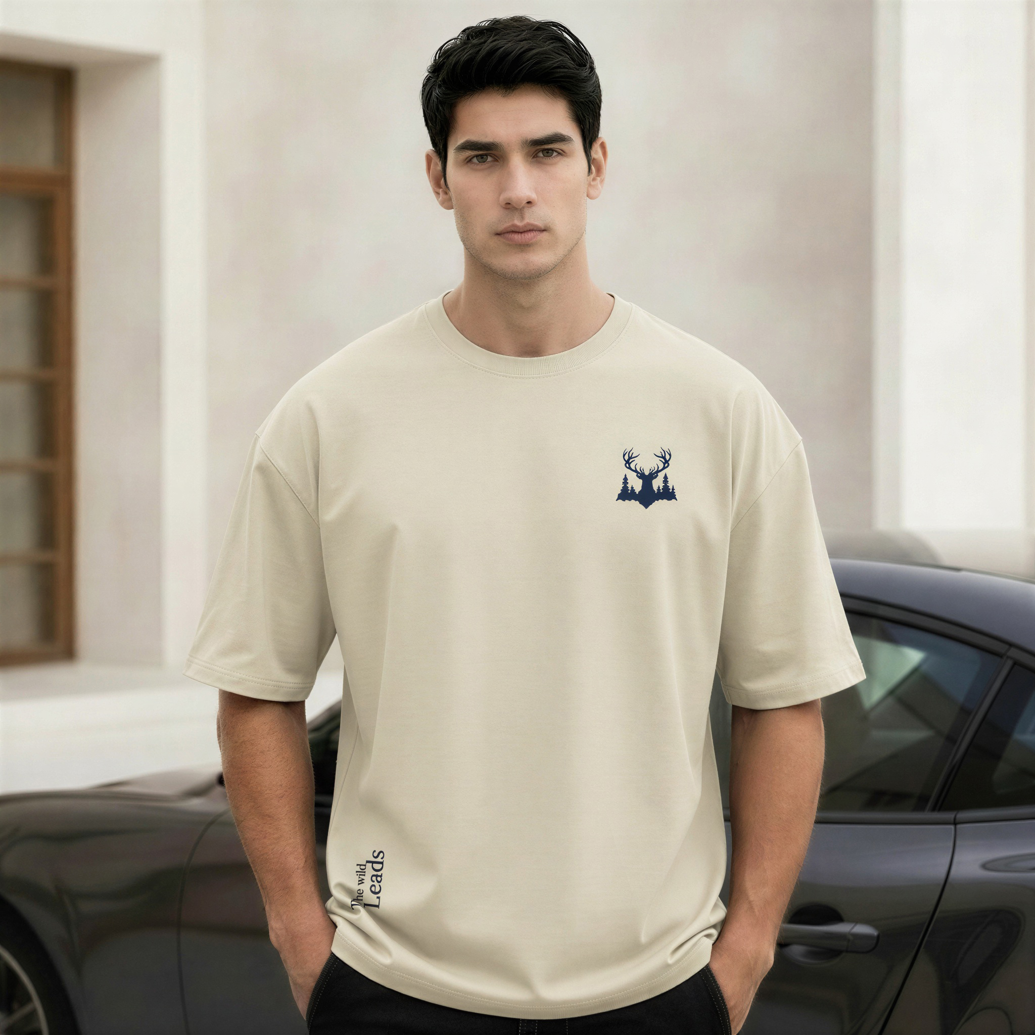 wild leads ivory crew men's tee